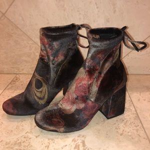 Velvet Block Ankle Booties